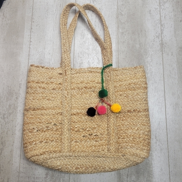 100% Jute Woven Beach Tote Bag - Picture 1 of 8